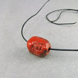 Antique Ojime Bead Carved Nut Bead Red Ojime Japanese Bead Old Jewelry Supplies
