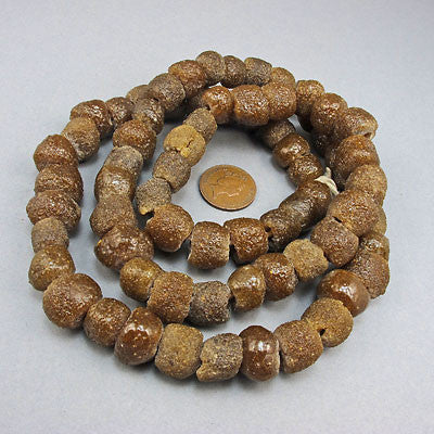 Vintage african beads brown  glass strand