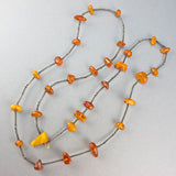 Vintage amber beads necklace chain links
