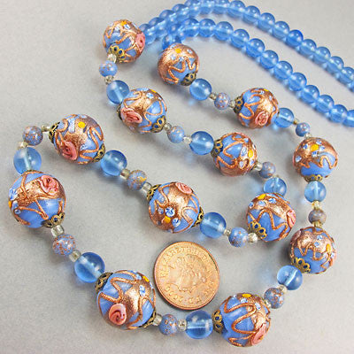 vintage lampwork beads necklace venetian glass beads