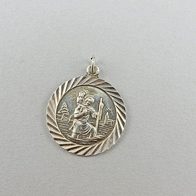 Vintage silver jewellery pendant st christopher
