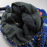 Antique beaded bag dark blue beads