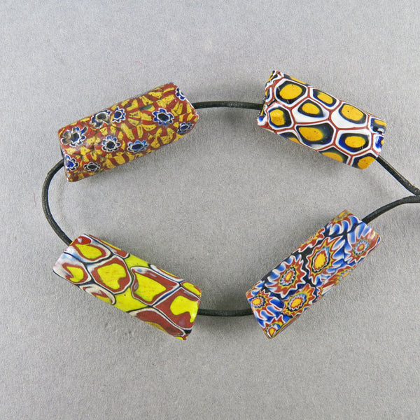 African Trade Beads 4 Millefiori Glass Beads Venetian Glass Beads Old Beads