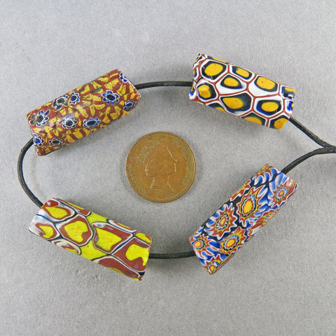 African Trade Beads 4 Millefiori Glass Beads Venetian Glass Beads Old Beads