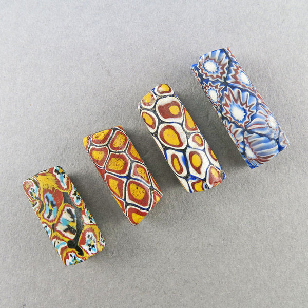 Antique African Trade Beads 4 Big Millefiori Glass Beads Venetian Trade Beads