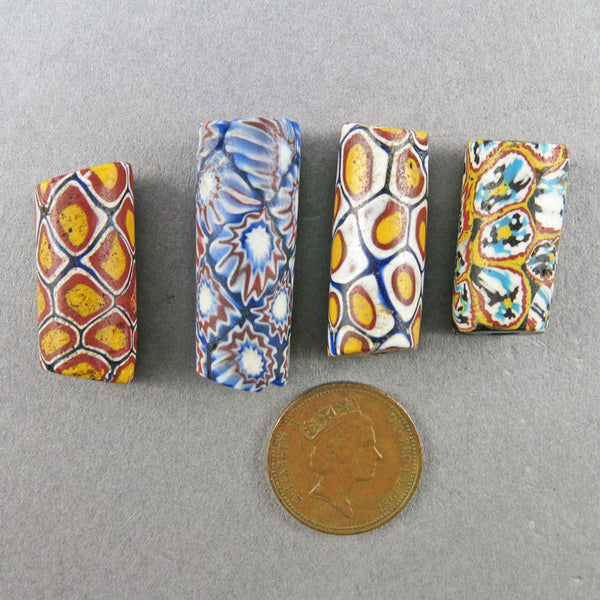 Antique African Trade Beads 4 Big Millefiori Glass Beads Venetian Trade Beads