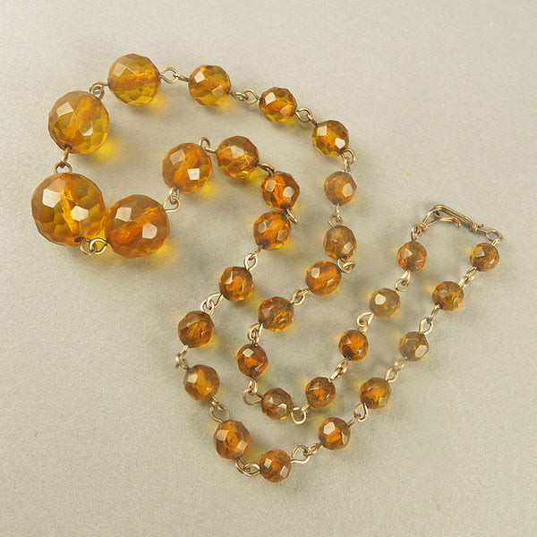 Vintage Amber Beads Necklace Faceted Baltic Amber Beads Good Old Beads UK