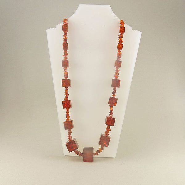 Vintage Honey Amber Necklace With Baltic Amber Beads Unusual Old Beads Statement Necklace