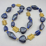 Vintage african beads baule brass necklace