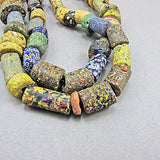 Antique african beads crushed millefiori  beads strand