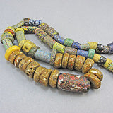 Antique african beads crushed millefiori  beads strand