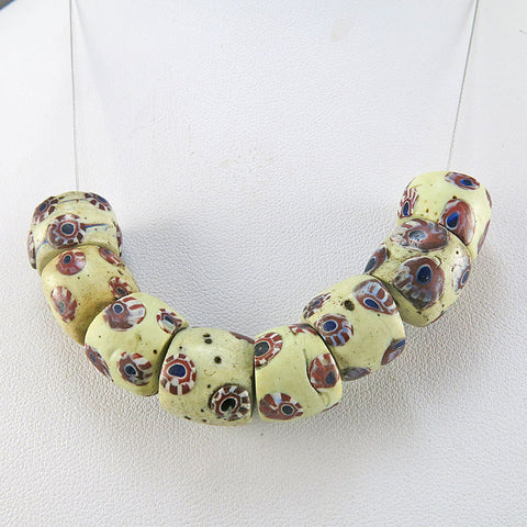 African Trade Beads 8 Venetian Glass Beads Matched Antique Beads Millefiori Beads
