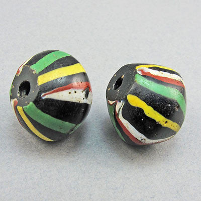 2 african trade beads venetian black king