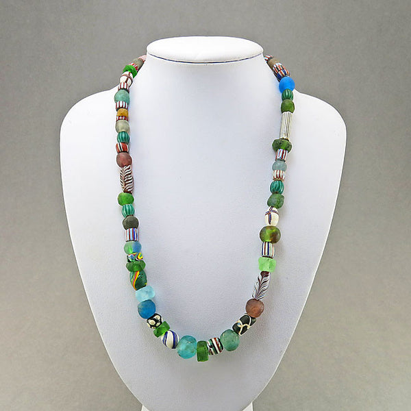 Antique african trade beads necklace mixed venetian glass beads