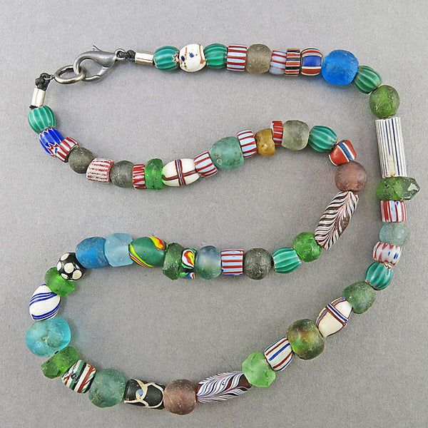 Antique african trade beads necklace mixed venetian glass beads