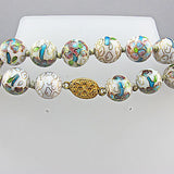 Ccream cloisonne vintage chinese beads necklace