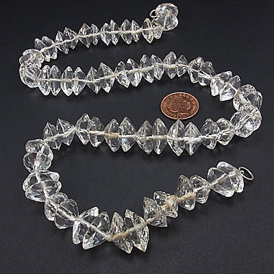 Vintage rock crystal beads necklace faceted discs