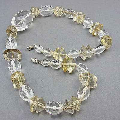 vintage rock crystal beads necklace faceted 2 colours