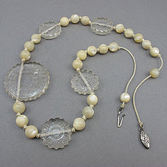 Vintage rock crystal beads necklace and mother of pearl beads