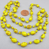 Vintage czech glass beads mustard yellow