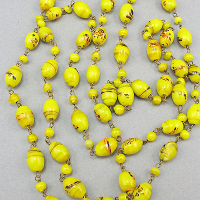Vintage czech glass beads mustard yellow