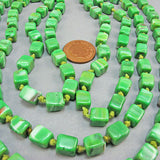 Vintage Czech Glass Beads necklace green cubes