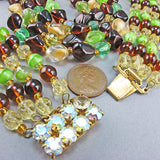 Vintage Czech  Glass Beads Necklace Multi Strand