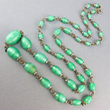 Vintage czech glass beads necklace aqua green