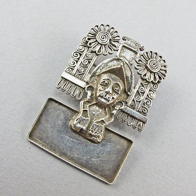 Vintage ethnic jewellery silver pendant mexican