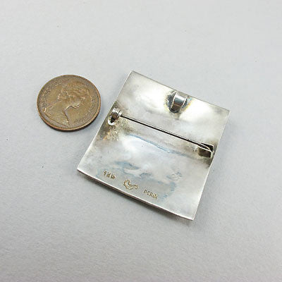 Vintage ethnic jewellery silver pendant peruvian 