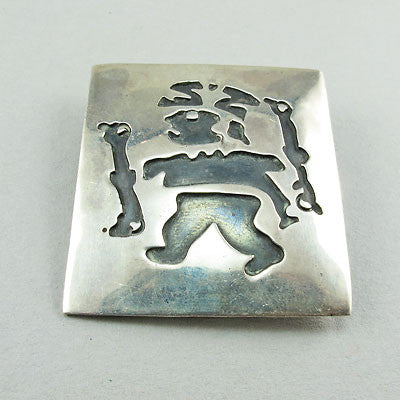 Vintage ethnic jewellery silver pendant peruvian 