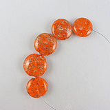 Vintage foil glass beads orange gold