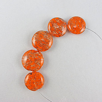 Vintage foil glass beads orange gold