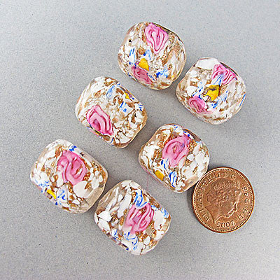 Vintage foil glass beads art deco