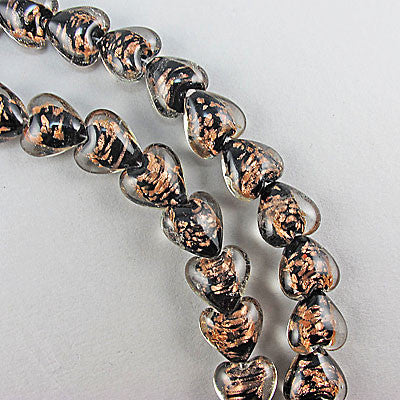 Vintage foil glass beads 25 hearts