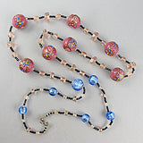 Vintage foil glass beads necklace and lampwork beads