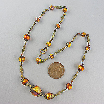 Vintage foil glass beads necklace venetian