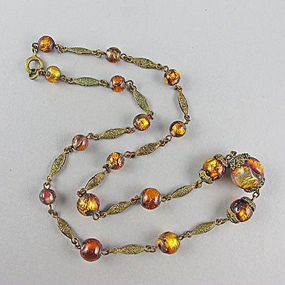 Vintage foil glass beads necklace venetian