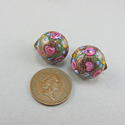 Vintage foil glass beads earings