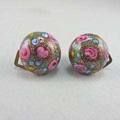 Vintage foil glass beads earings