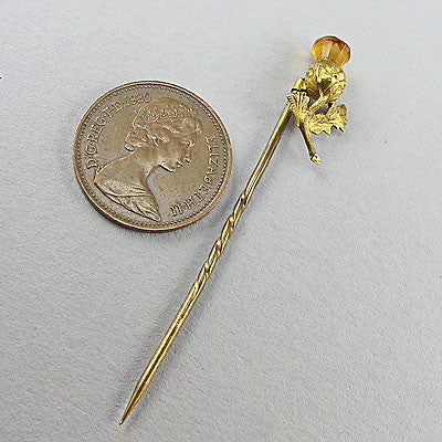 Vintage 9ct gold jewellery and citrine stick pin