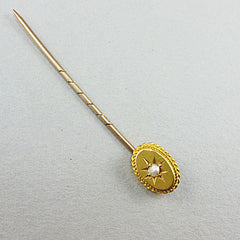 Old 15ct gold jewellery pearl stick pin