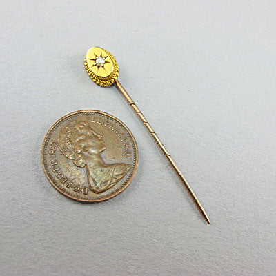 Old 15ct gold jewellery pearl stick pin