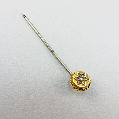 Antique 15ct gold jewellery and diamond stick pin