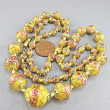 Vintage lampwork beads necklace venetian glass beads yellow gold colour