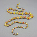 Vintage lampwork beads necklace venetian glass beads yellow gold colour