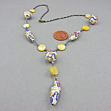 Vintage lampwork bead necklace venetian white