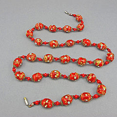 Vintage lampwork beads necklace venetian red 