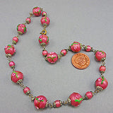 Vintage lampwork beads necklace venetian dusty pink