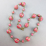 Vintage lampwork beads necklace venetian dusty pink